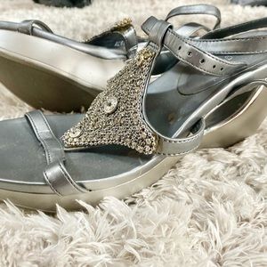 Andrew Geller, size 8.5, shoe, silver, bling